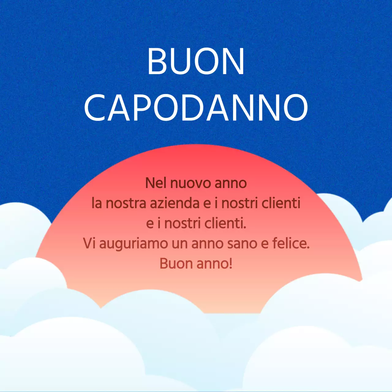 Un semplice annuncio di Capodanno in blu e rosa