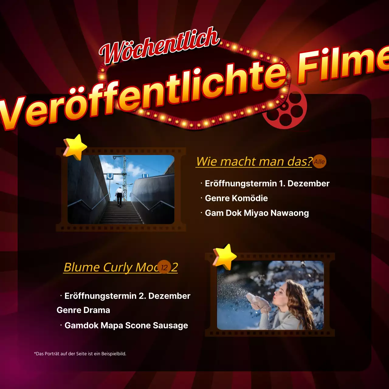 Ein roter und gelber Einführungspost im Retro-Stil