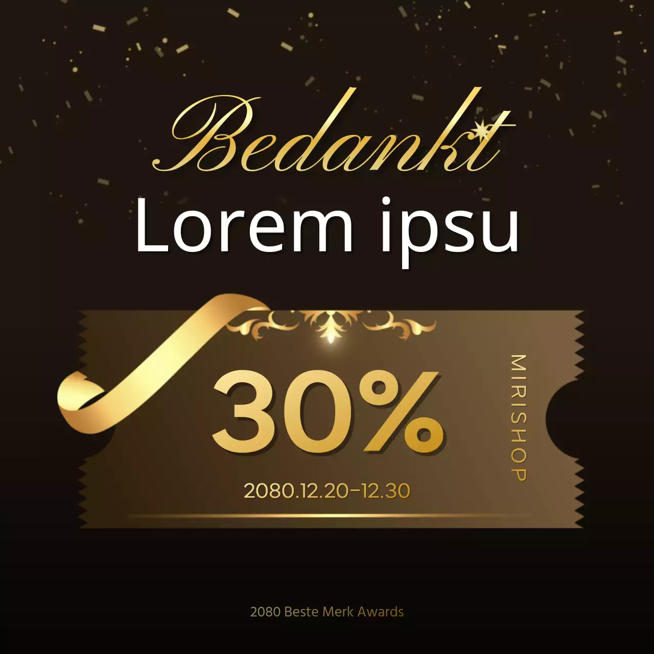 Maak reclame voor een luxueus eindejaarsevenement voor merkprijzen in bruin en goud