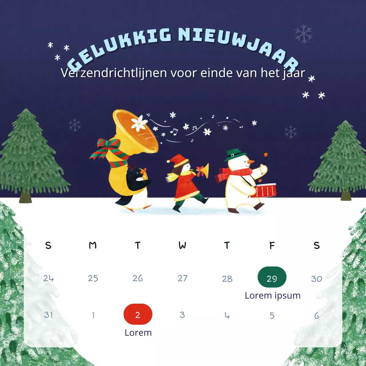 Een bericht over vakantieverzending in marineblauw en wit