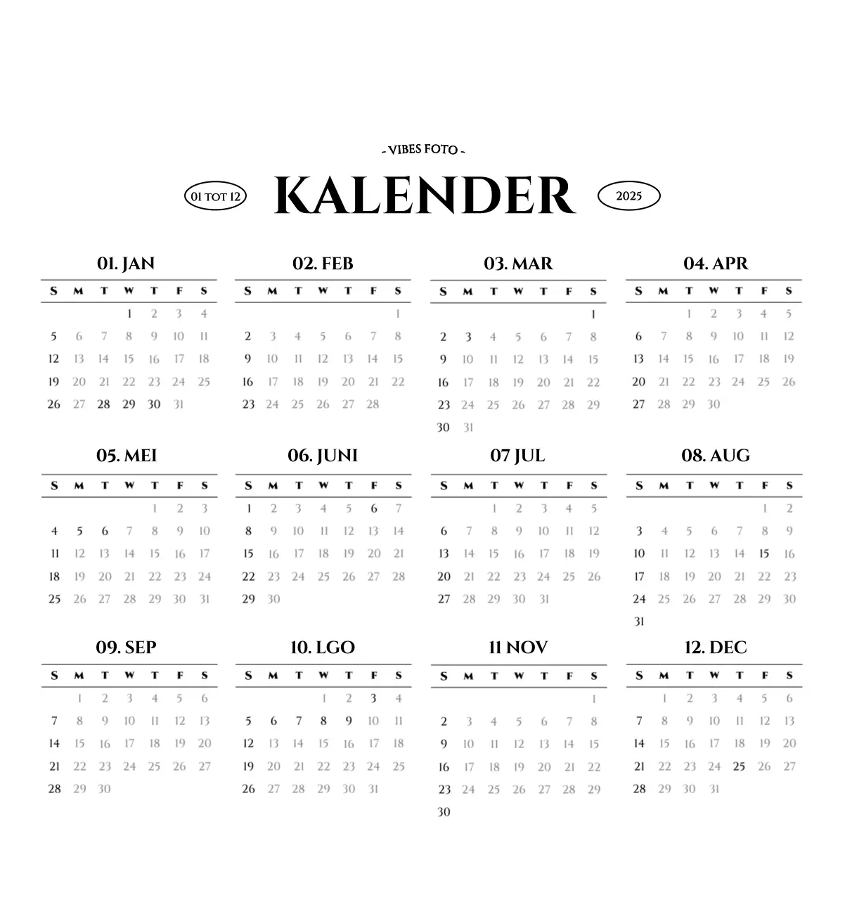 Eenvoudige stijl muurkalender met zwart-wit emotionele reisfotografie concept