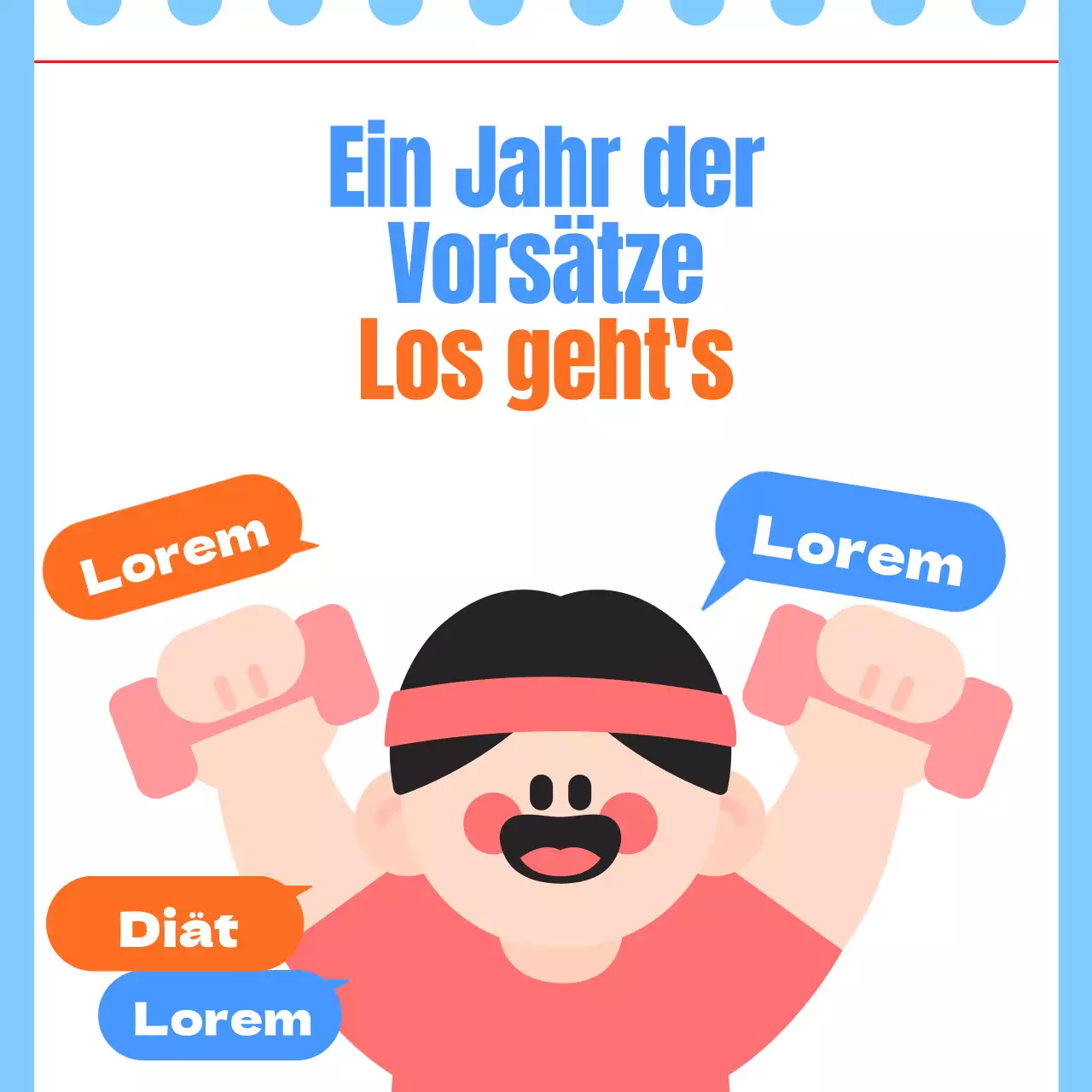 Eine einfache weiß-blaue Werbung für ein Fitnessstudio