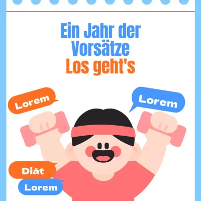 Eine einfache weiß-blaue Werbung für ein Fitnessstudio