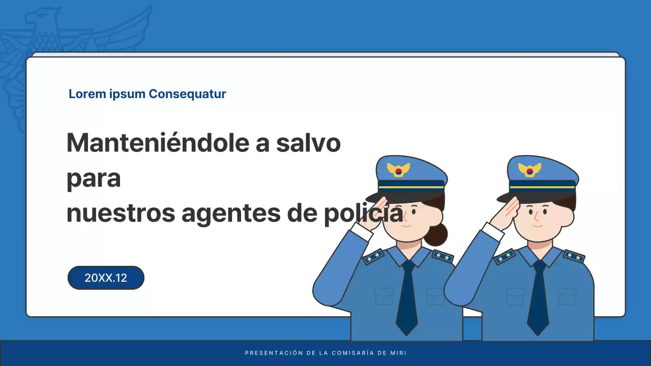 Anuncios por defecto del boletín de la comisaría de policía en azul y azul marino