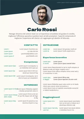 Curriculum del responsabile della vendita al dettaglio in stile geometrico blu e beige