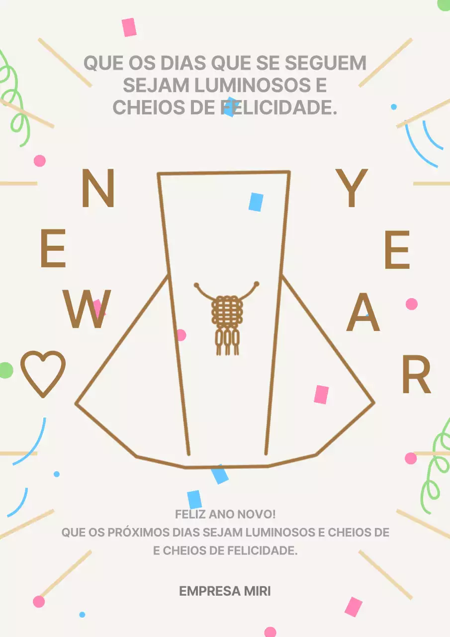 Um simples cartão de Boas Festas de Ano Novo em marfim e castanho