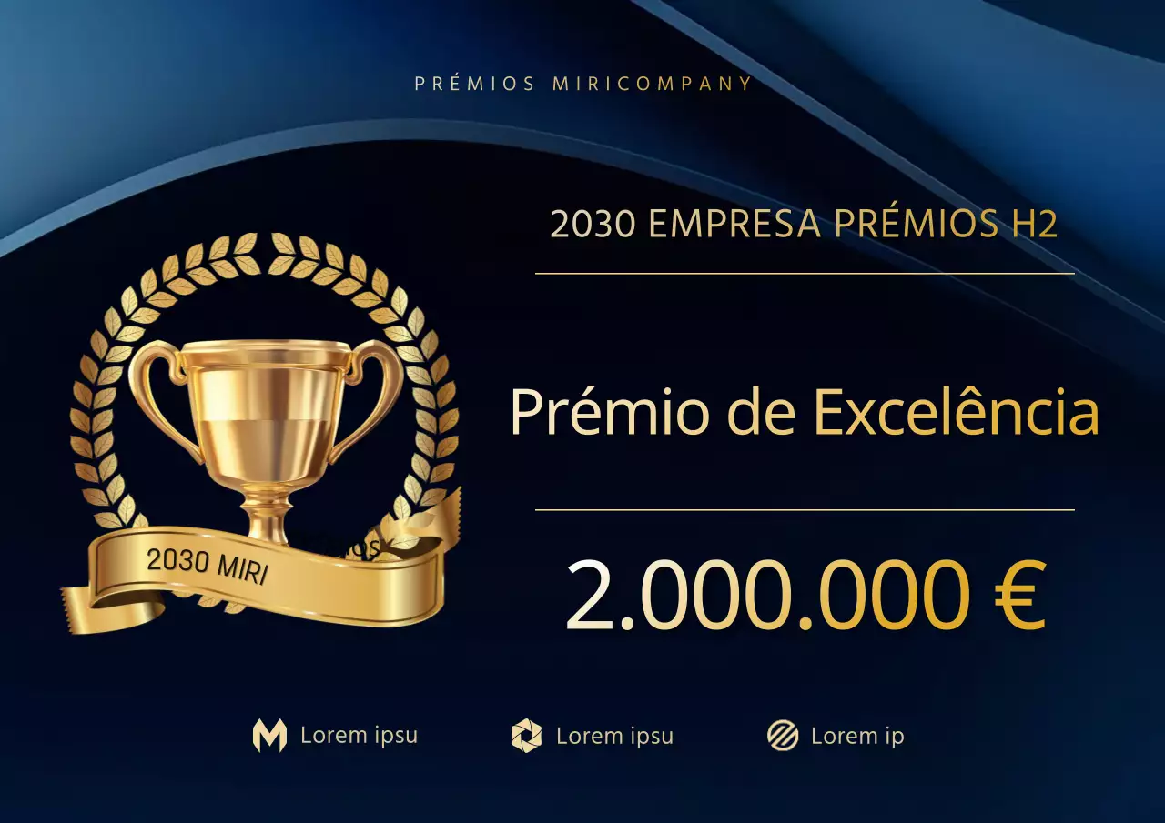 Luxuosa capa de prémios de fim de ano em azul e dourado