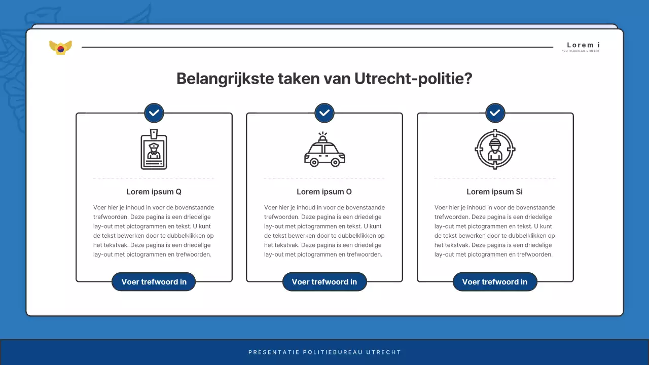 Standaard nieuwsbriefberichten politiebureau in blauw en marineblauw