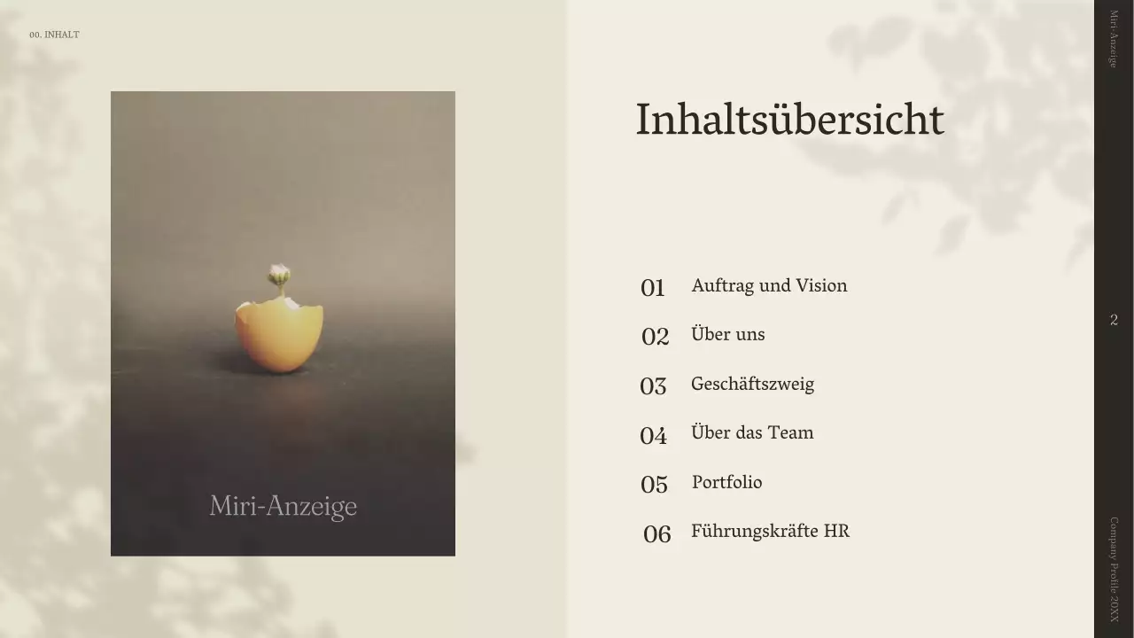 Ein einfaches Storytelling-Unternehmensprofil in Beige