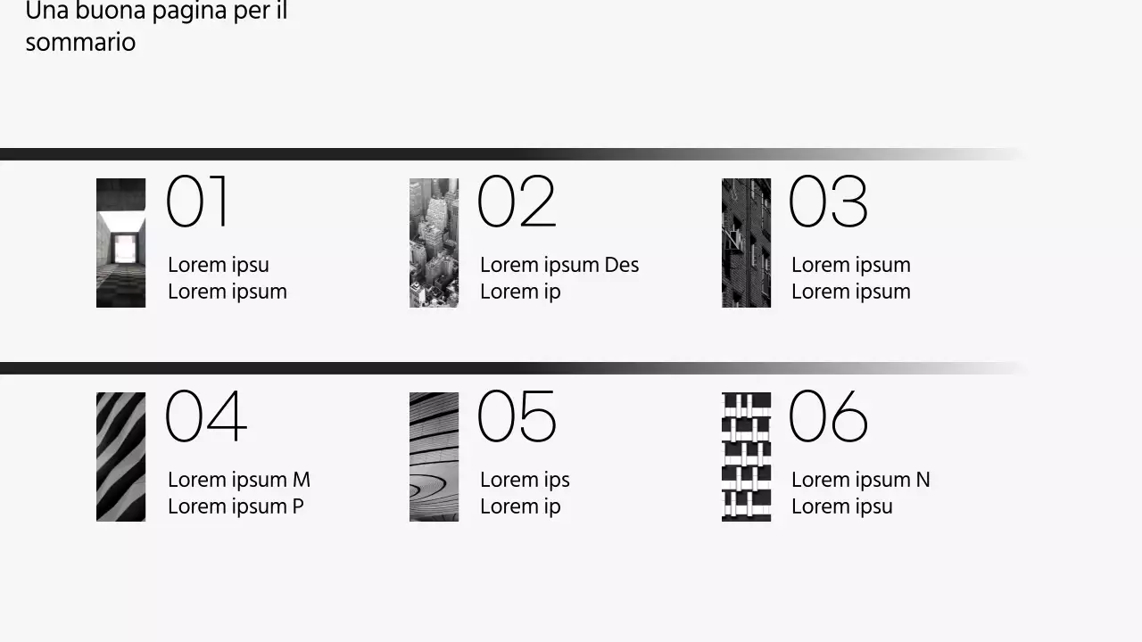 Presentazioni aziendali moderne in bianco e nero