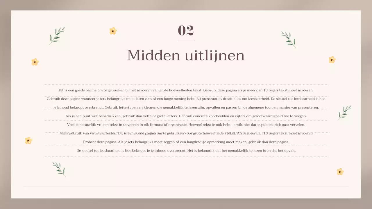 Classy bloemenkaart presentatie in beige