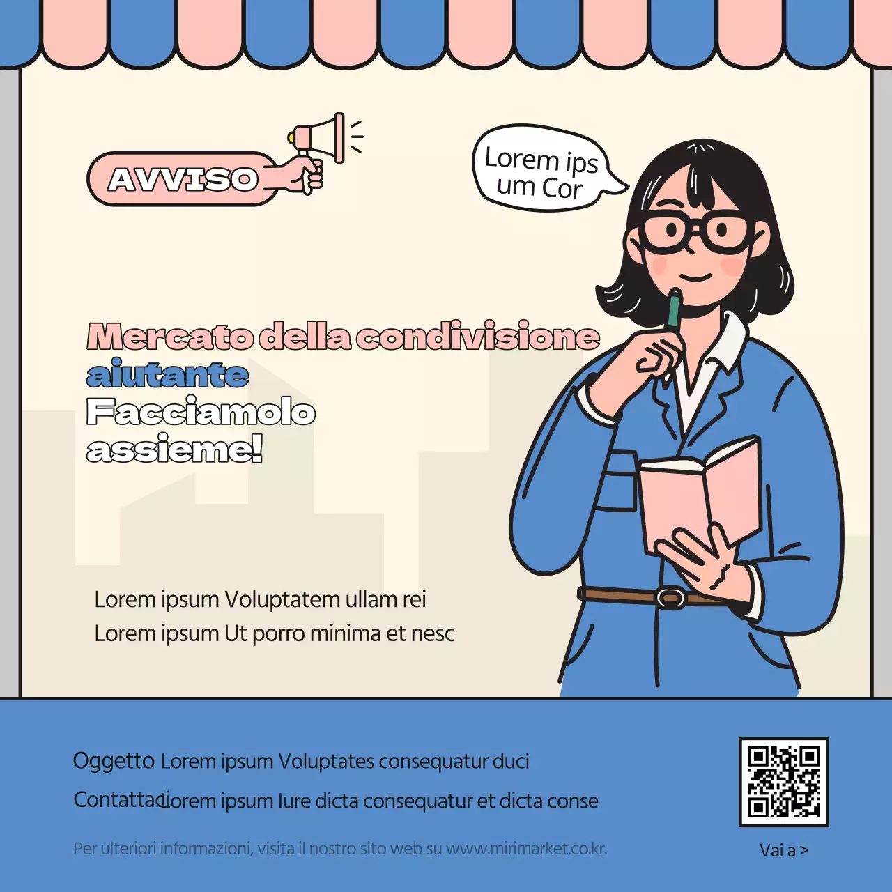 Annuncio del bazar blu e rosa