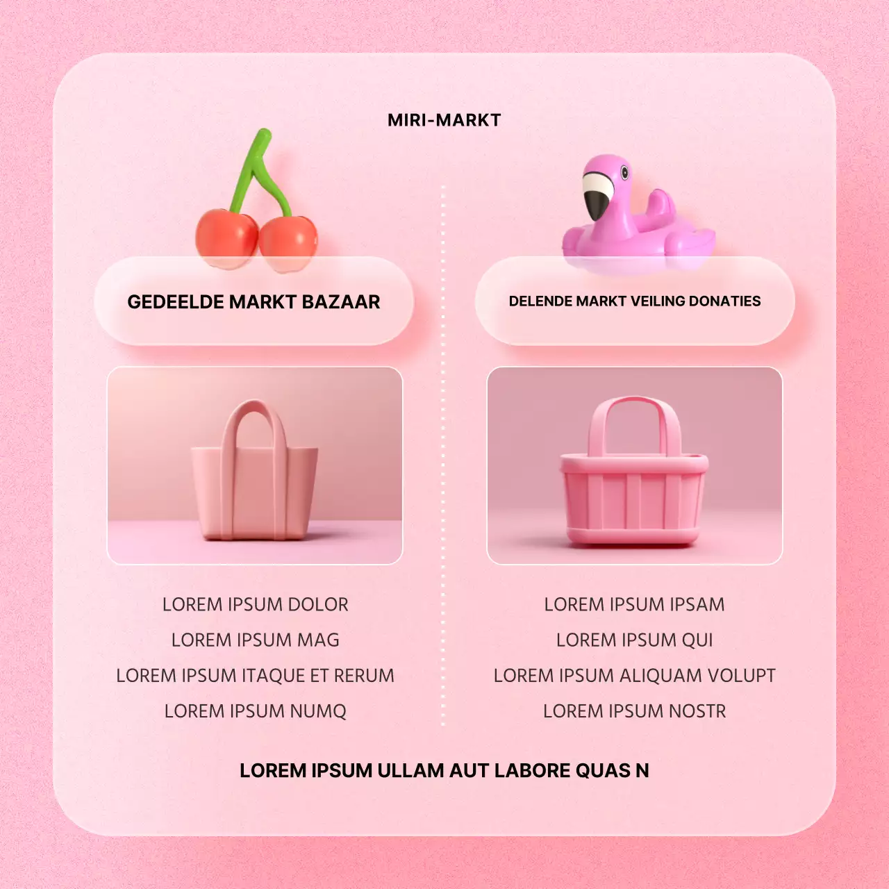 Aankondiging van de roze en rode deelmarkt