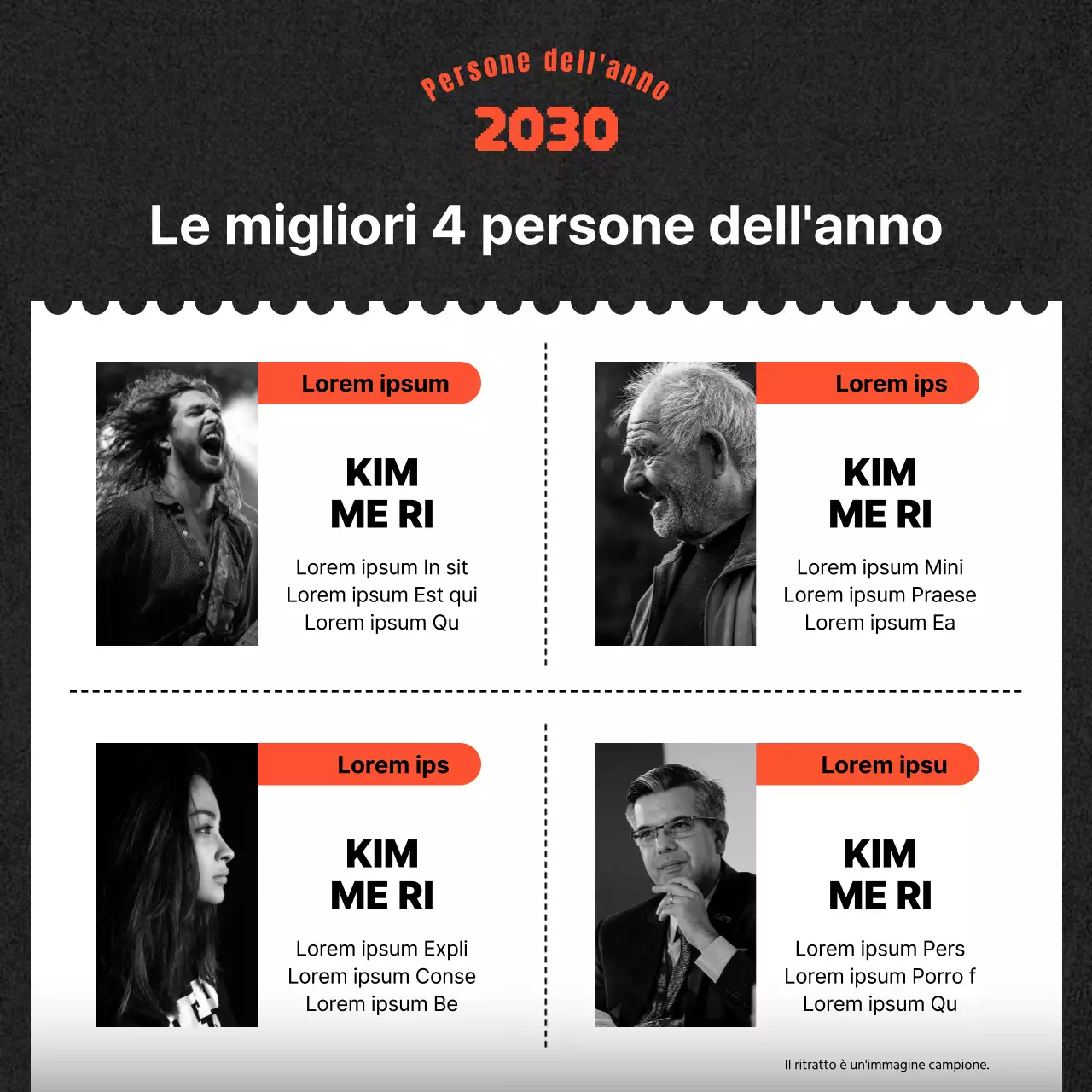 Un semplice post di fine anno in arancione e nero