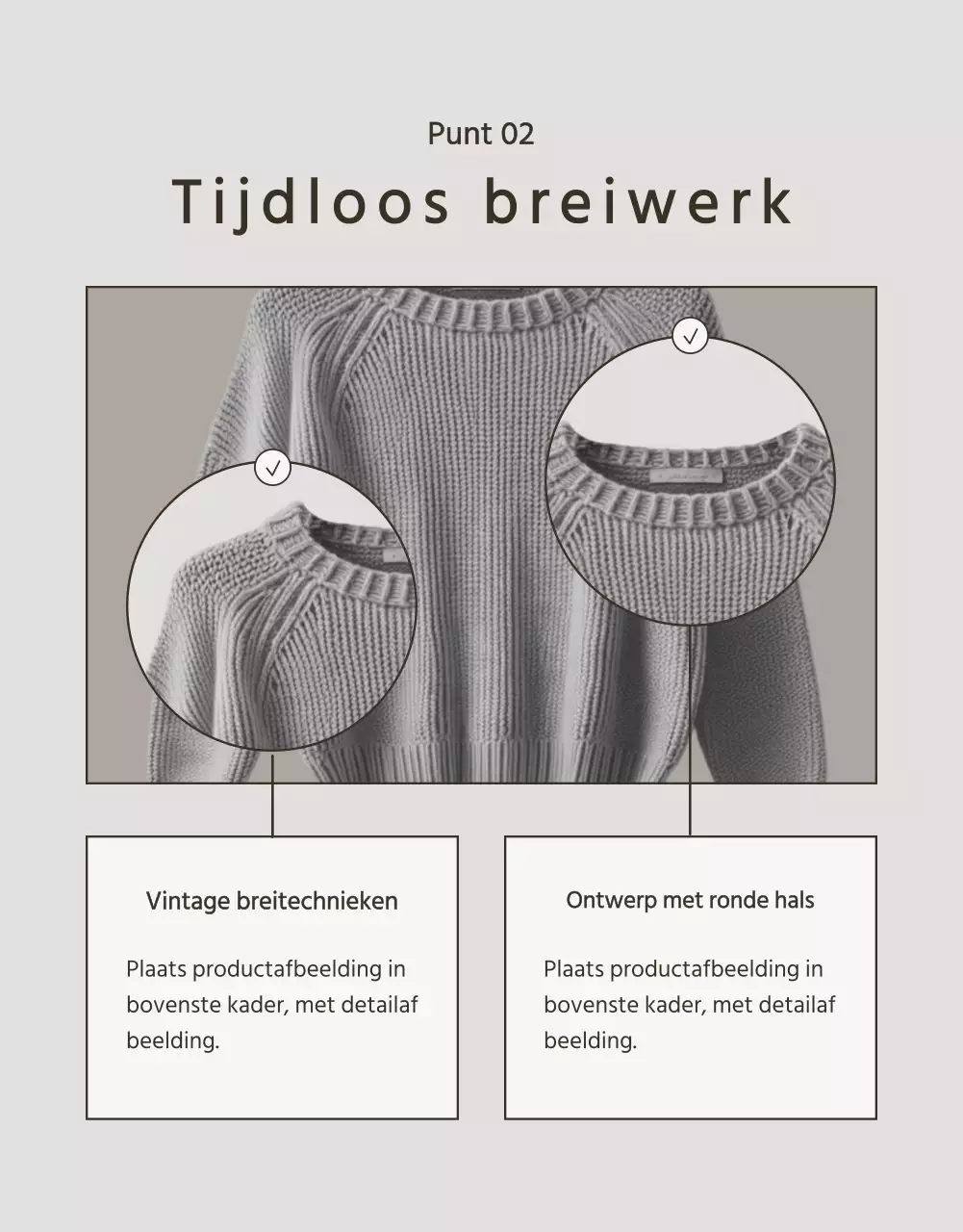 Moderne gebreide winterkleding in beige en bruin