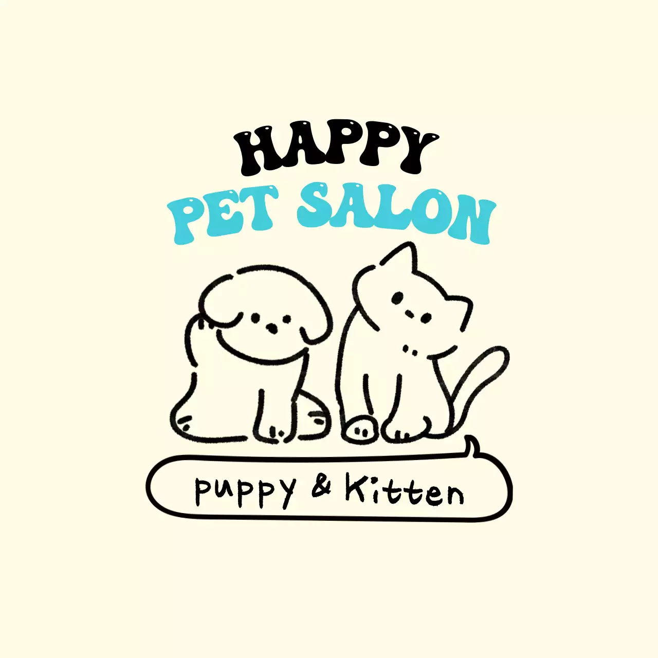 Pet grooming shop with cute illustrations