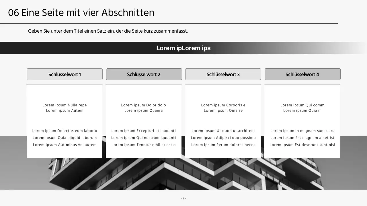 Moderne Unternehmenspräsentationen in Schwarz und Weiß