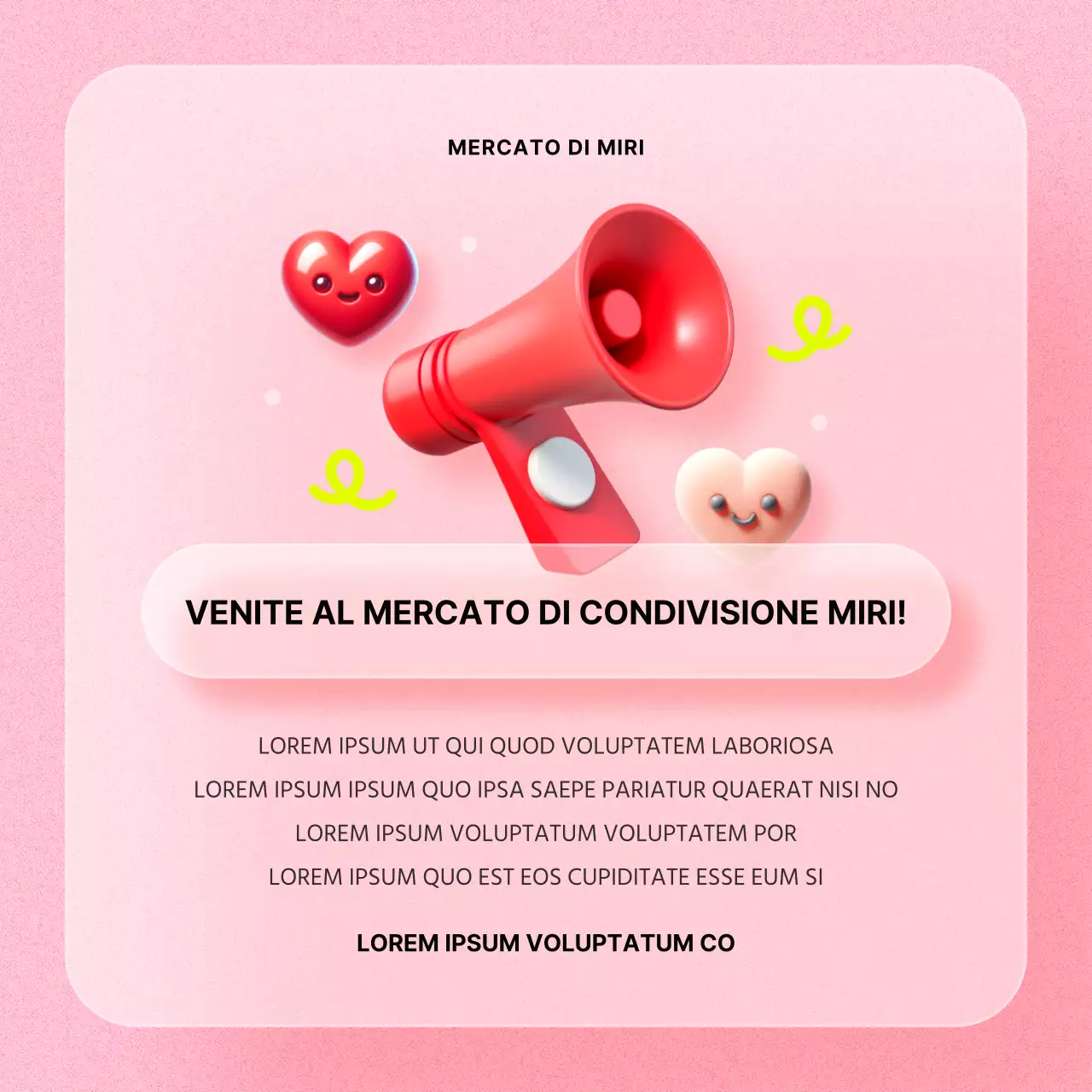 Annuncio del mercato di condivisione rosa e rosso