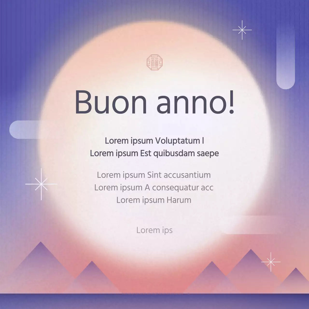 Semplici auguri di buon anno in blu e arancione
