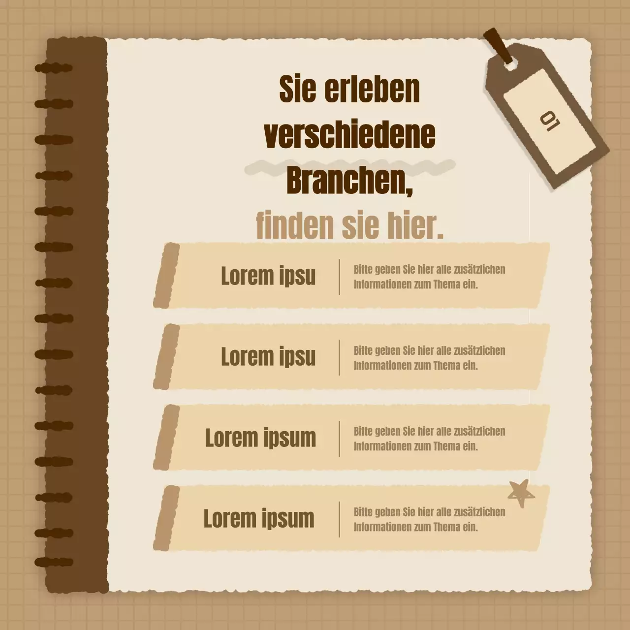 Eine einfache Stellenausschreibung der Plattform für Berufserfahrung in Braun und Beige