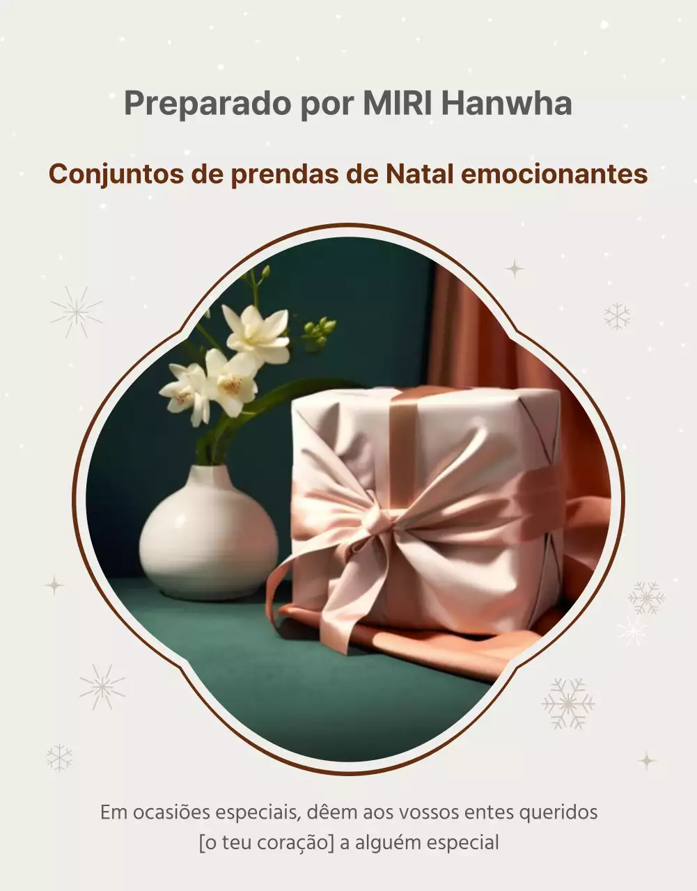 Anúncio de um conjunto simples de presentes de Natal hanwa em bege e castanho