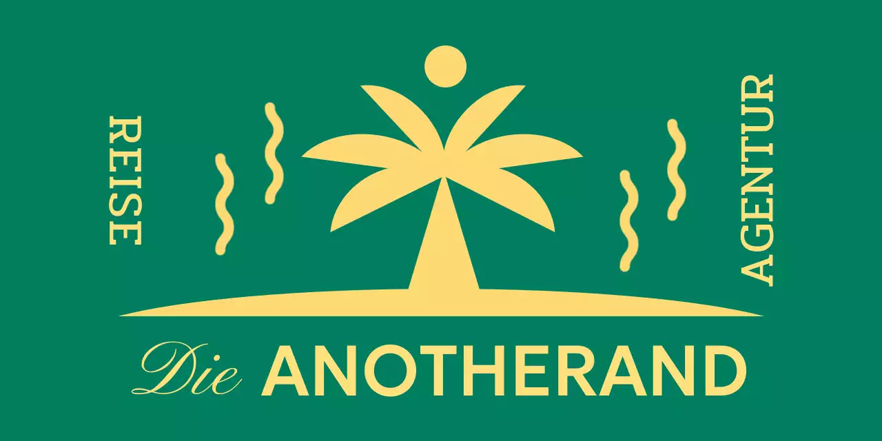 Briefpapierentwurf mit einer Insel mit Palmen