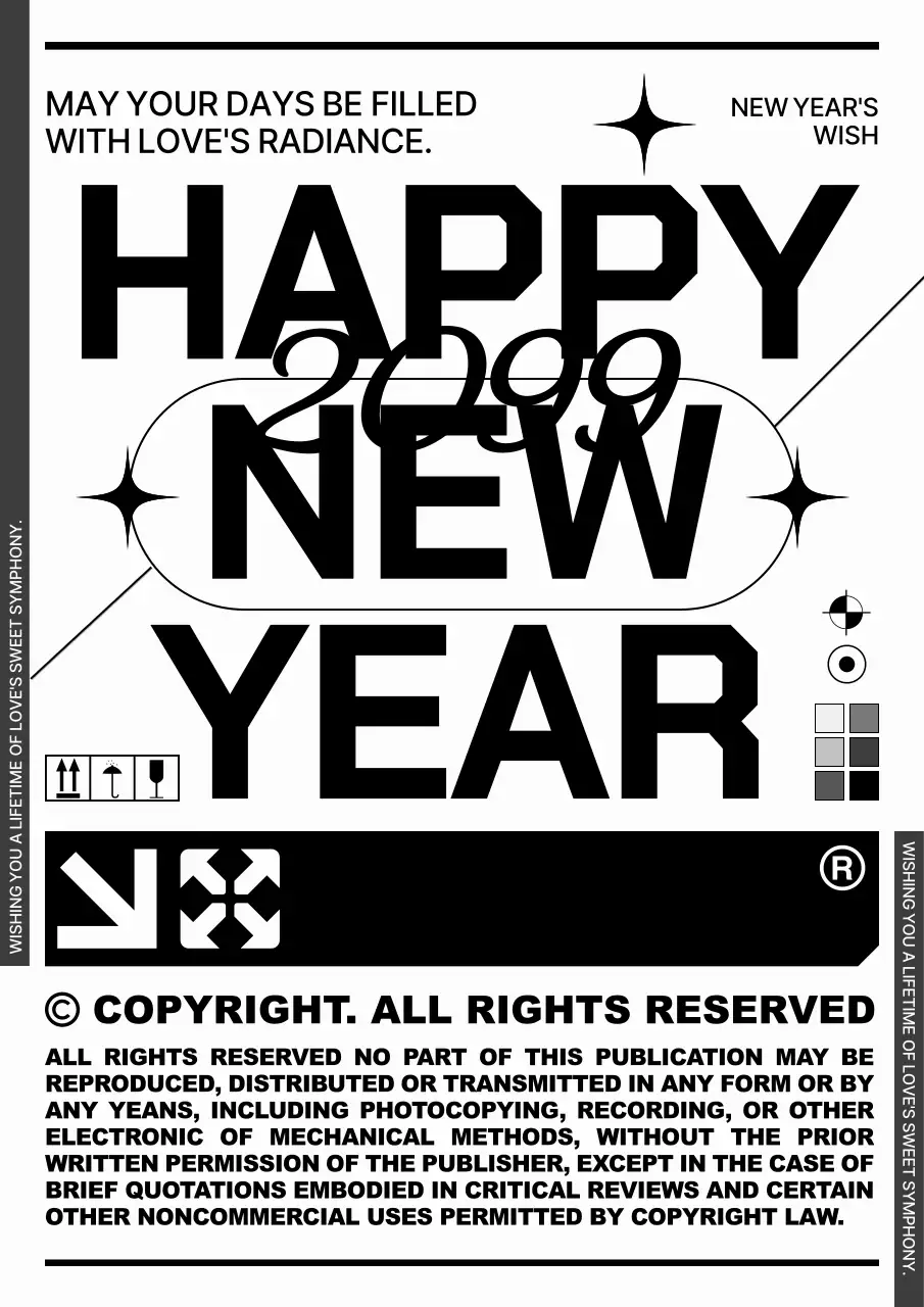 白黒 モダン 新年 ポスター