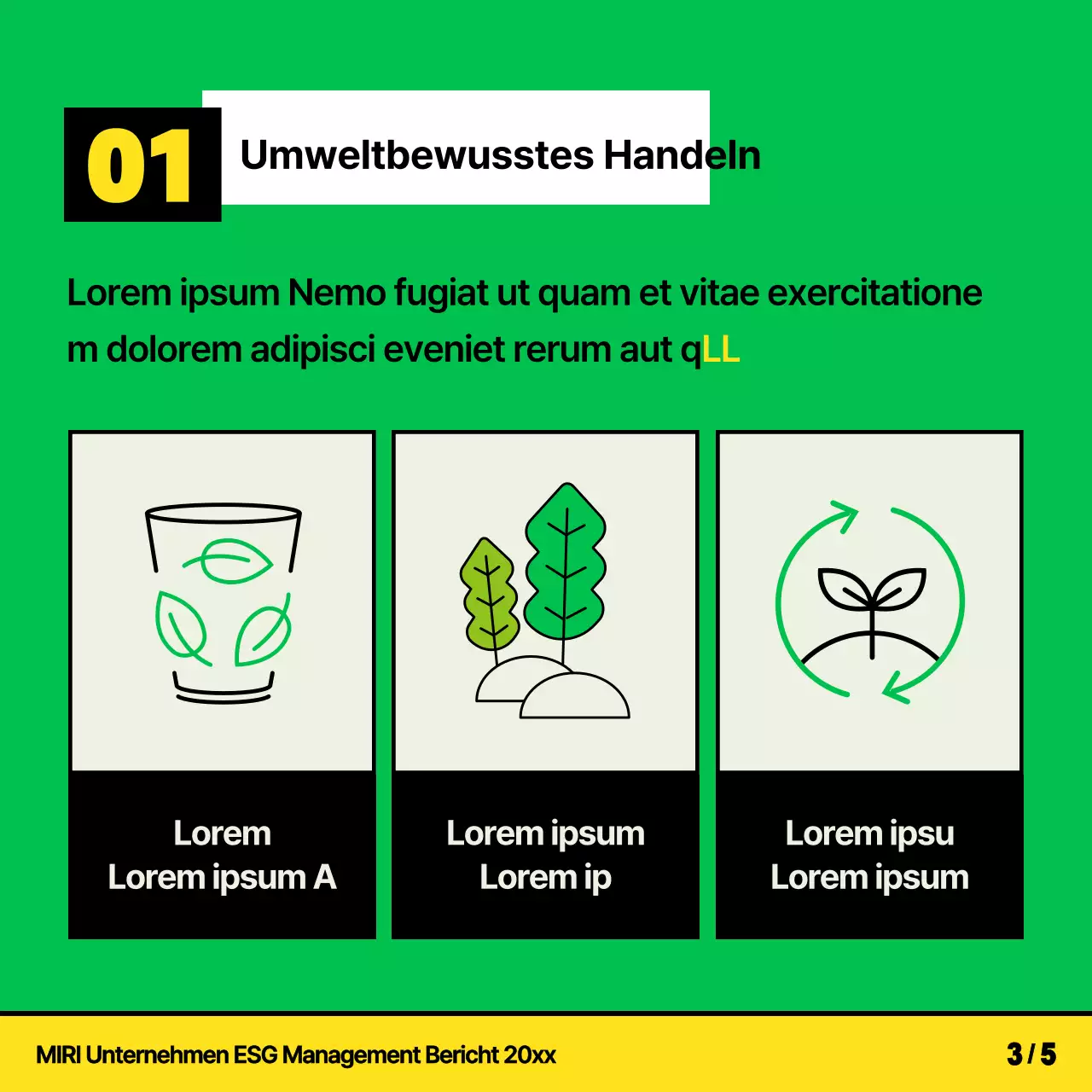 Eine kitschige, gelbe und chartreuse ESG-Tätigkeitsbeschreibung