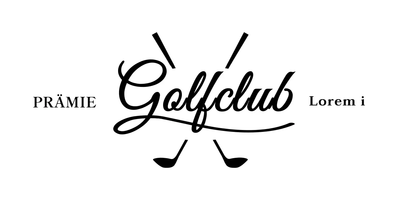 Luxus-Konzept Golfclub mit Golfschläger Illustration und Handschrift