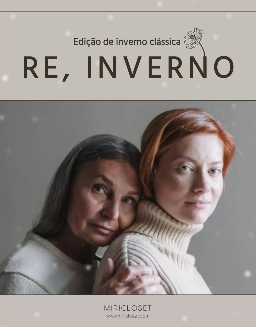 Anúncio de malhas de inverno modernas em bege e castanho