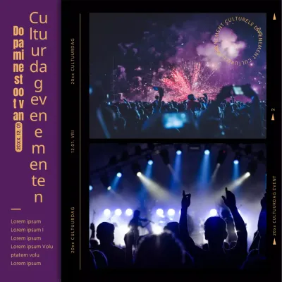 Promoot een trendy bedrijfsevenementenoverzicht in paars en oranje