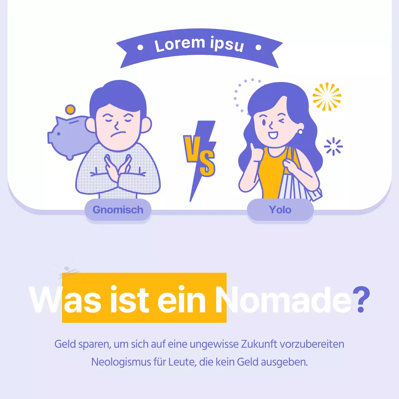 Einfache gelbe und violette Finanzinformationen ohne Geld