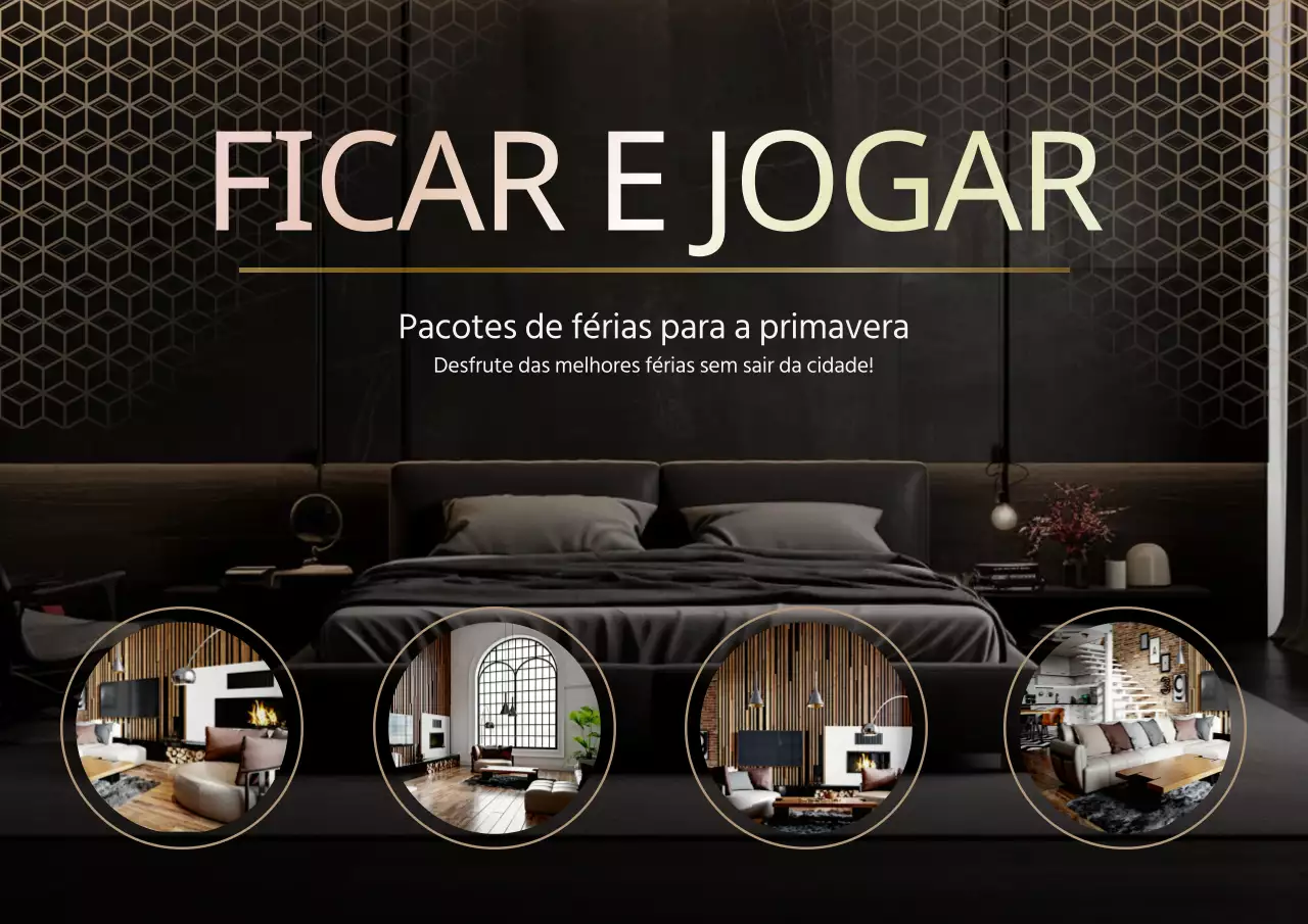 Anúncio do pacote de férias elegante Black and Gold