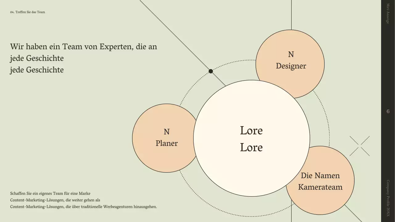 Ein einfaches Storytelling-Unternehmensprofil in Beige