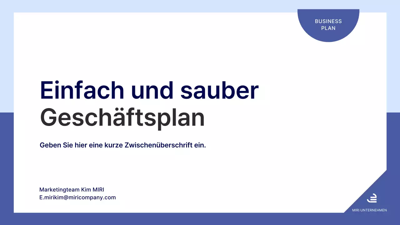 Ein einfacher Geschäftsplan in Blau