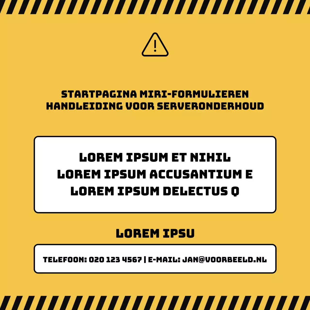 Een minimalistische zwart-gele gids voor storingsaankondigingen