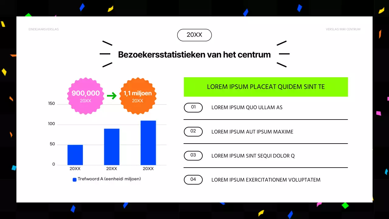 Kitscherige financiële eindejaarsrapporten in hot pink en fluorescerende kleuren