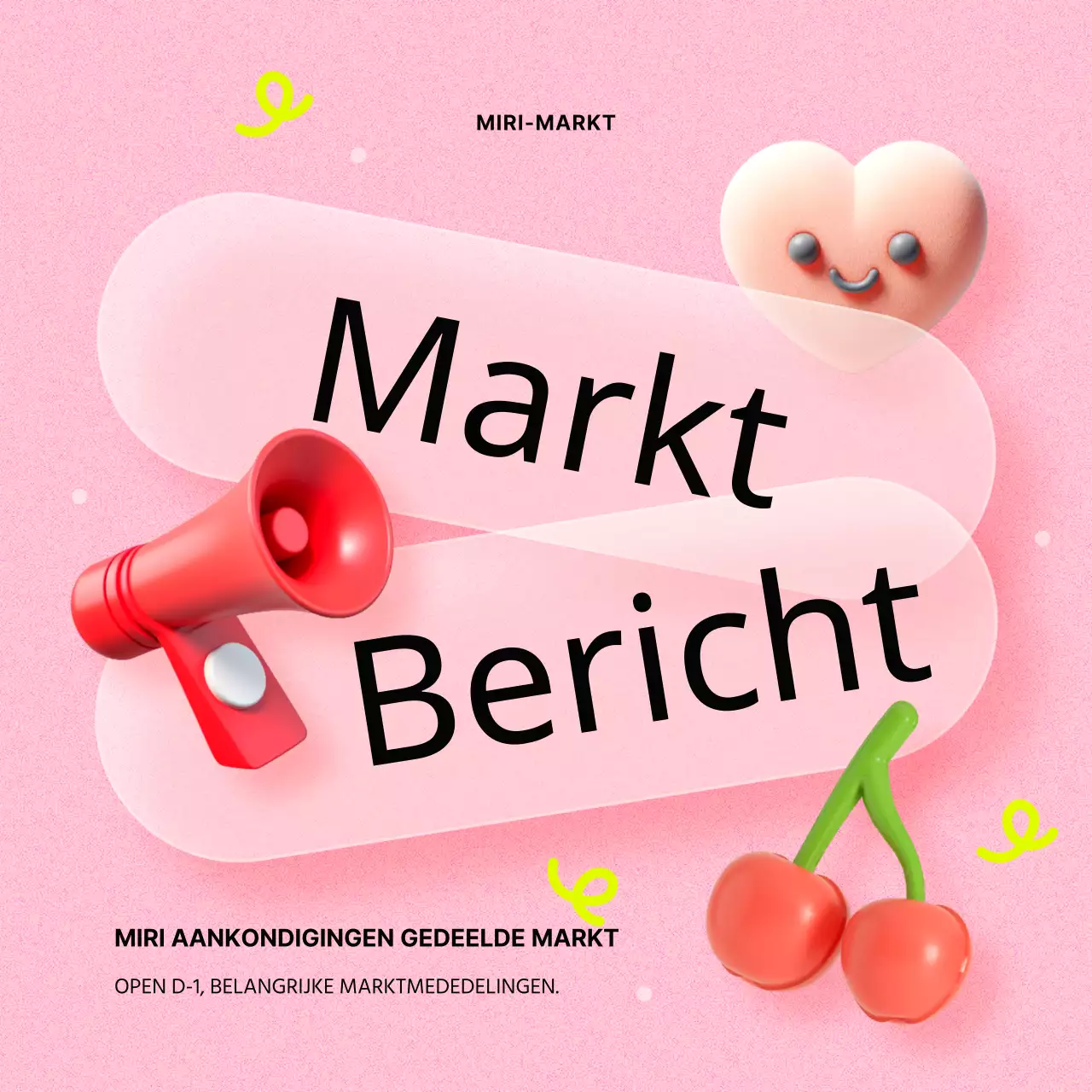 Aankondiging van de roze en rode deelmarkt