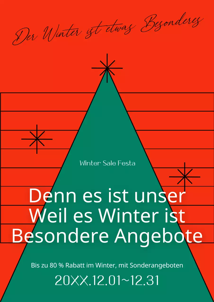 Werbung für eine einfache Weihnachtsveranstaltung in Rot und Grün
