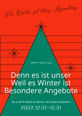 Werbung für eine einfache Weihnachtsveranstaltung in Rot und Grün