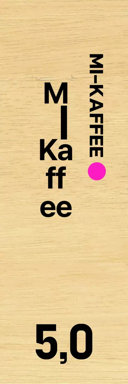 Café mit klarer schwarzer Schrift und rosa Akzenten