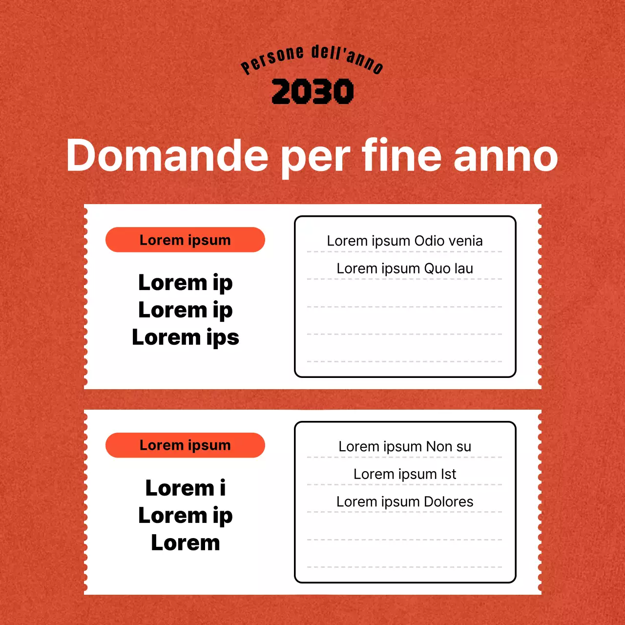 Un semplice post di fine anno in arancione e nero