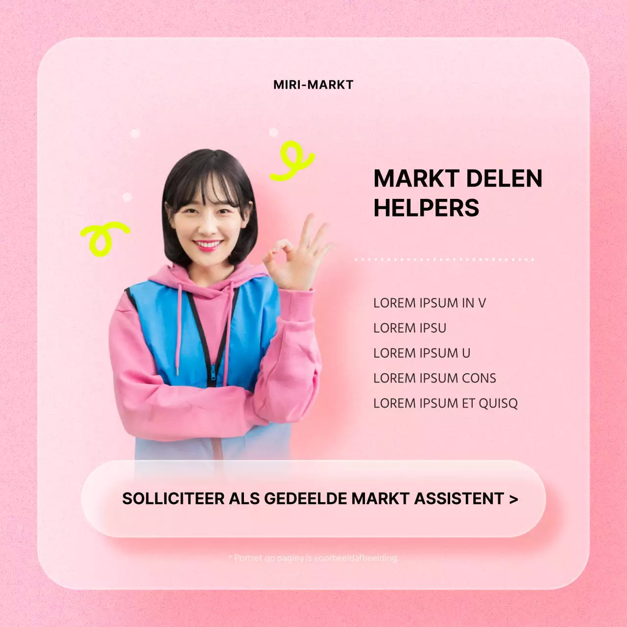 Aankondiging van de roze en rode deelmarkt