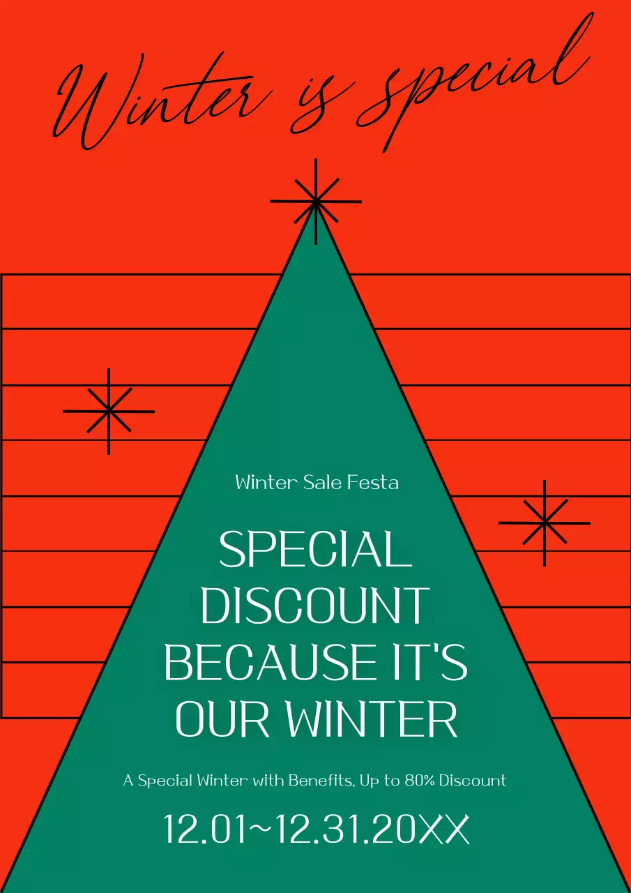Red Minimal Winter Sale Promotion Poster