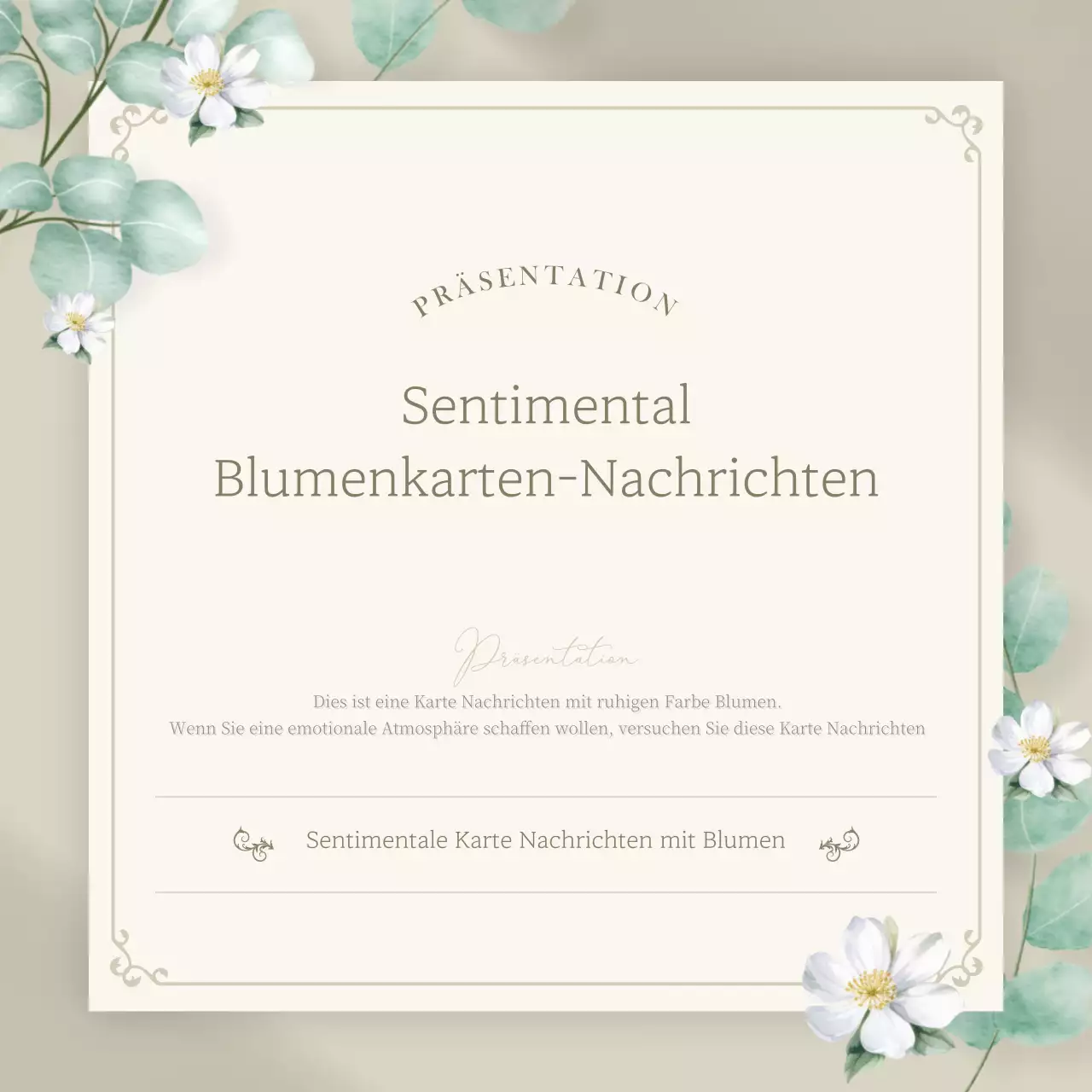 Luxuriöser floraler Newsletter in Beige und Grün