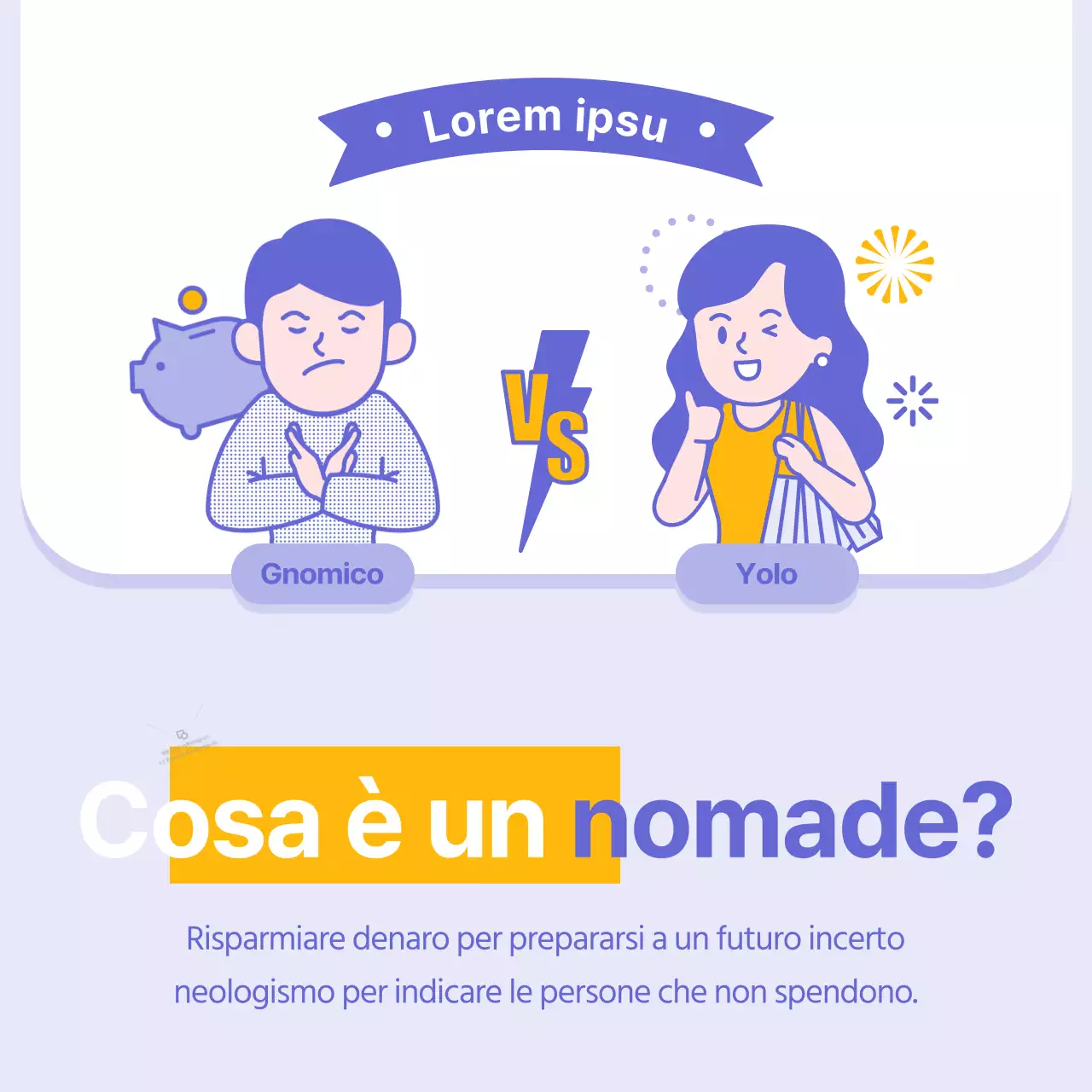 Informazioni finanziarie semplici, gialle e viola, senza denaro