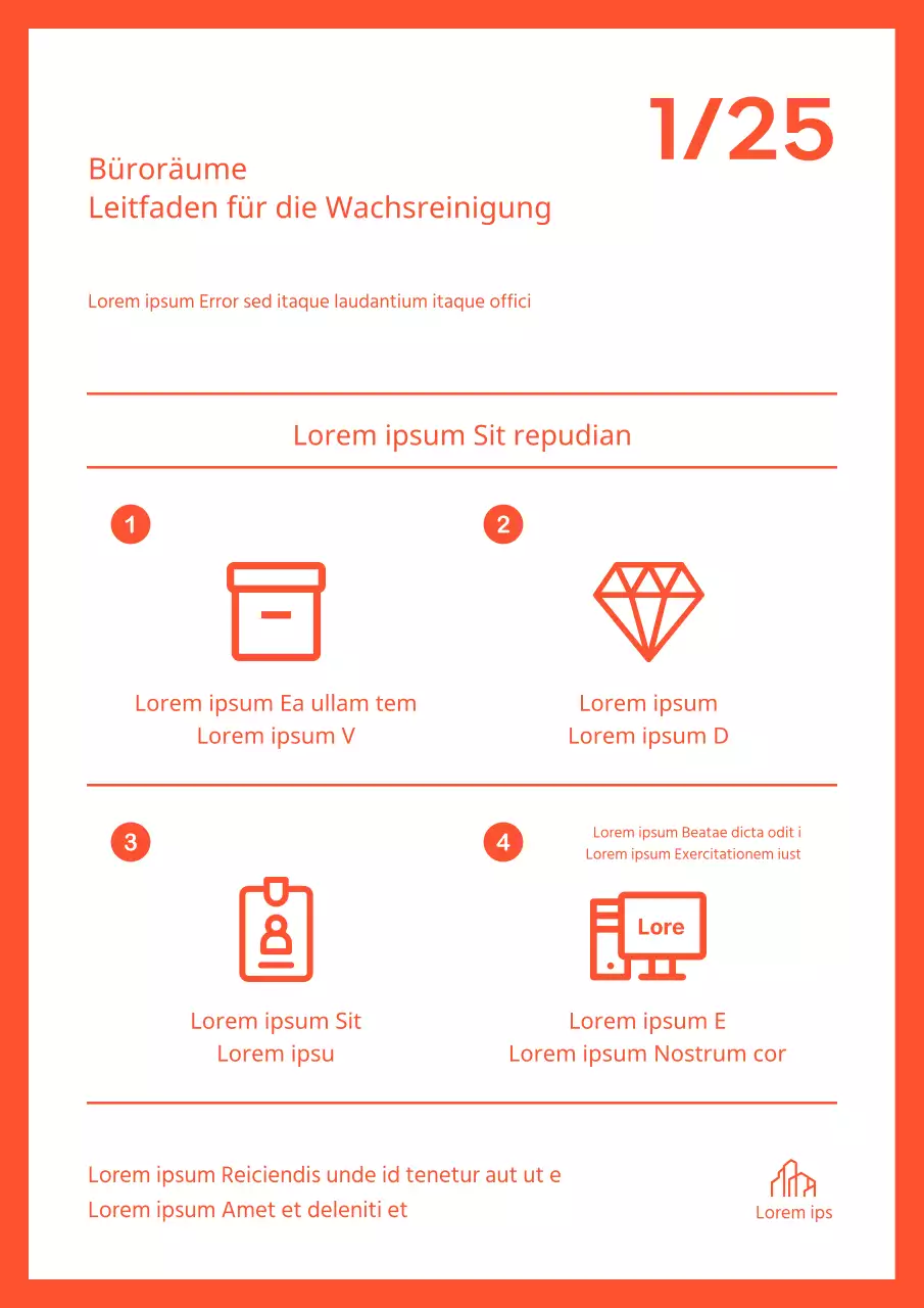 Orangefarbener, moderner Bauwachs-Reinigungshinweis