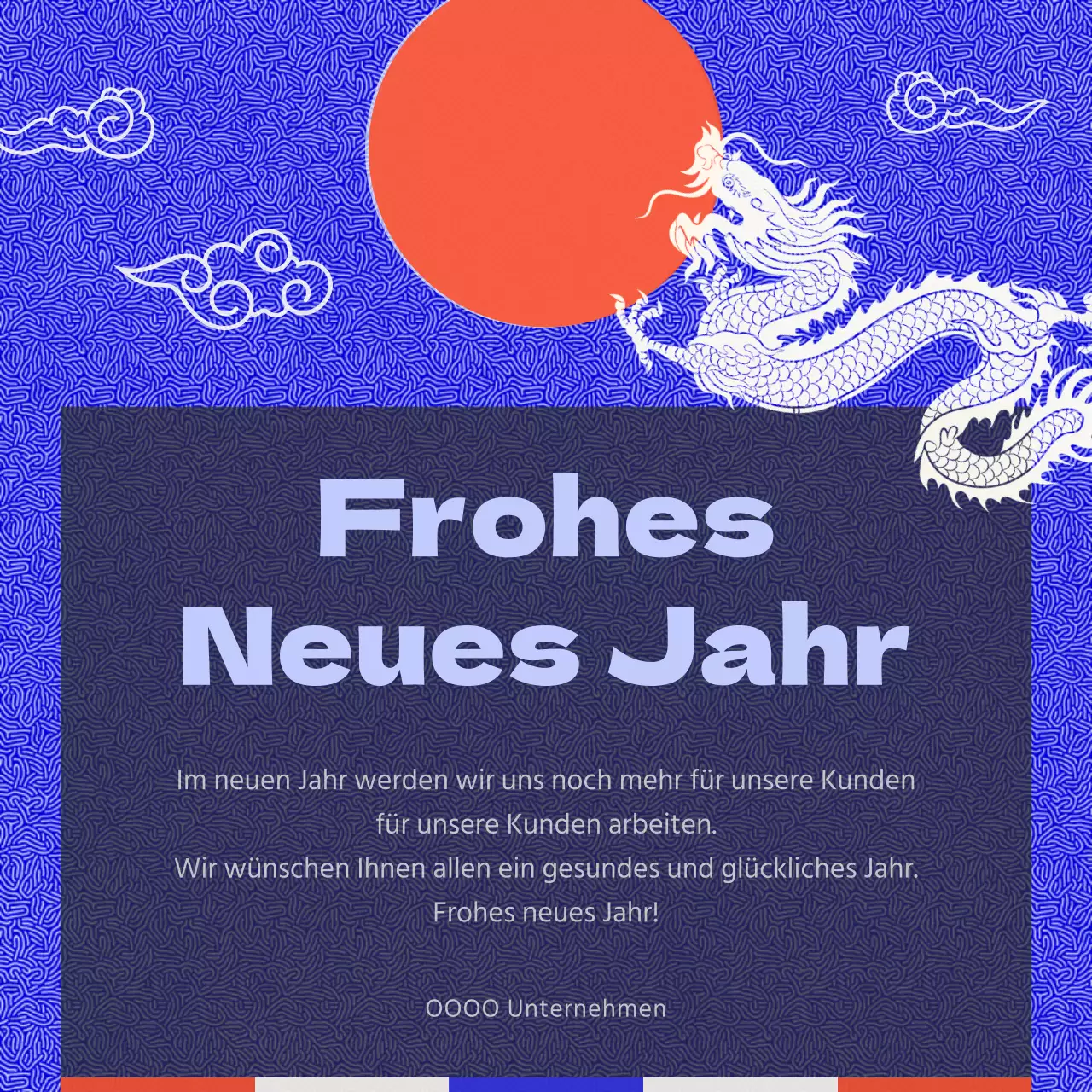 Orientalische Neujahrsgrüße in Blau und Rot