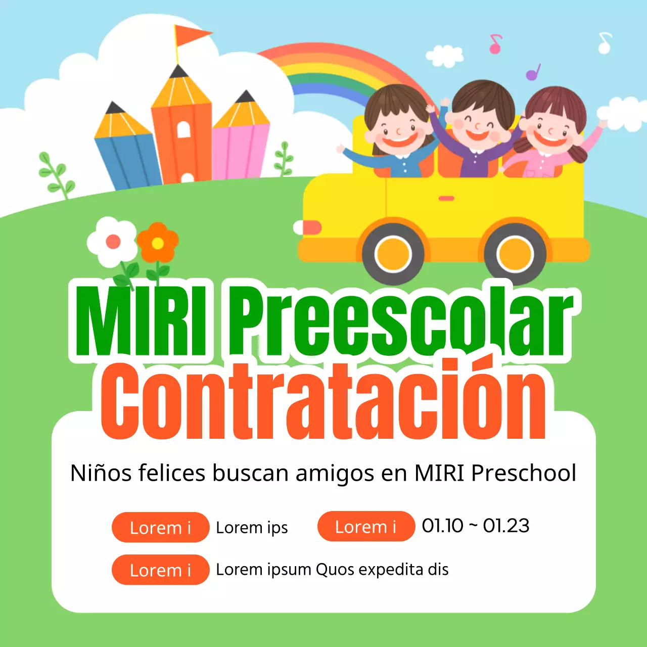 Promover los colores verde y arco iris para captar nuevos alumnos de guardería