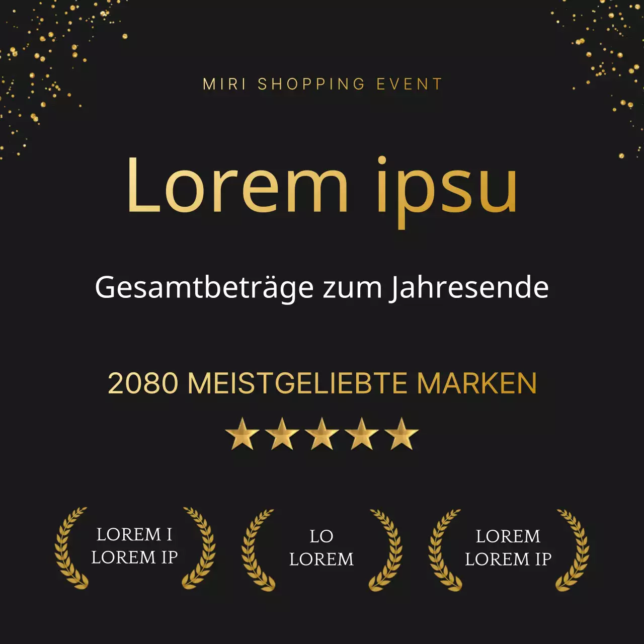 Werben Sie für eine luxuriöse Preisverleihung zum Jahresende in Gold und Schwarz